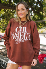 Chi Omega Dark Maroon Family Weekend Mockneck