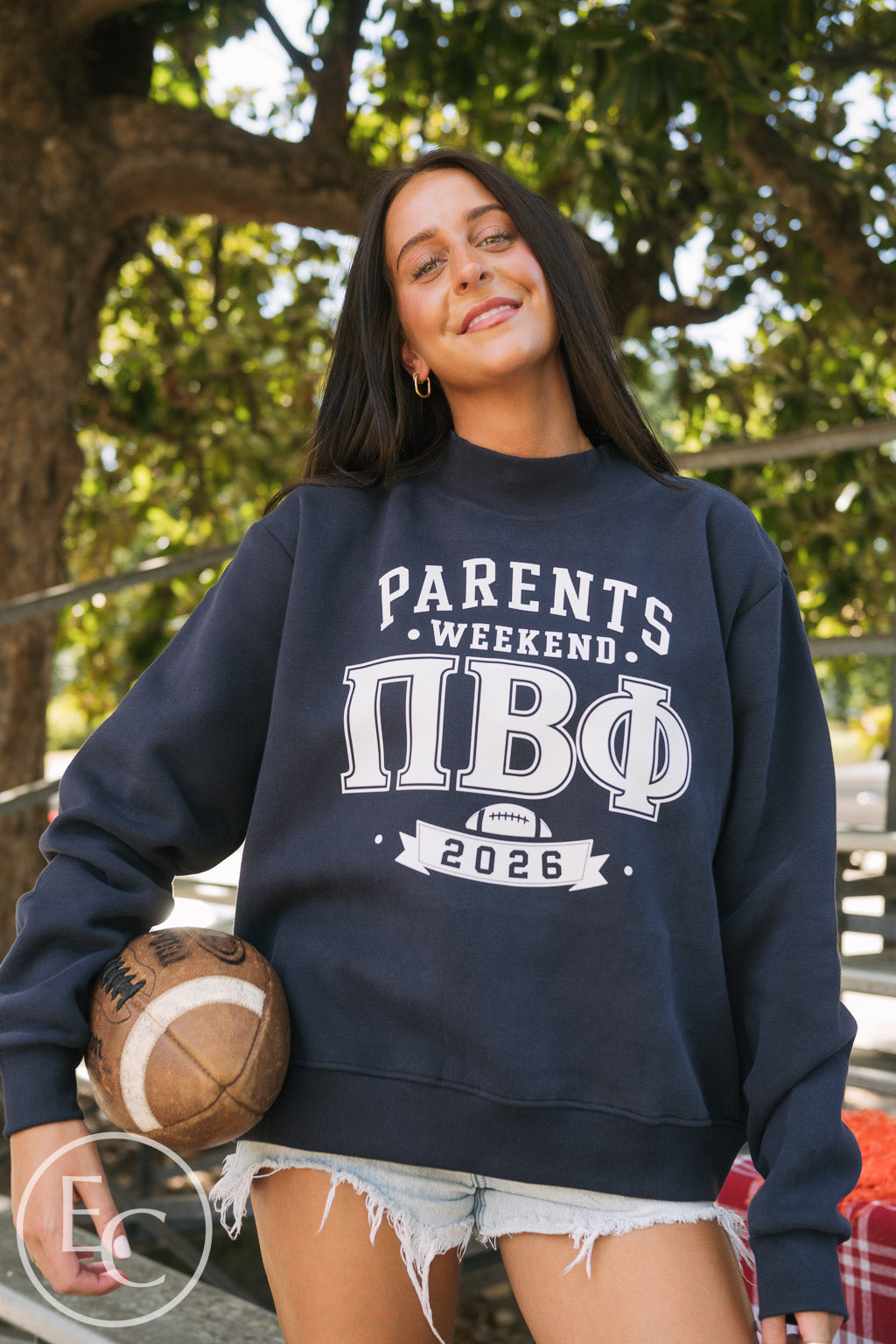 Pi Phi Parents Weekend Navy Mockneck