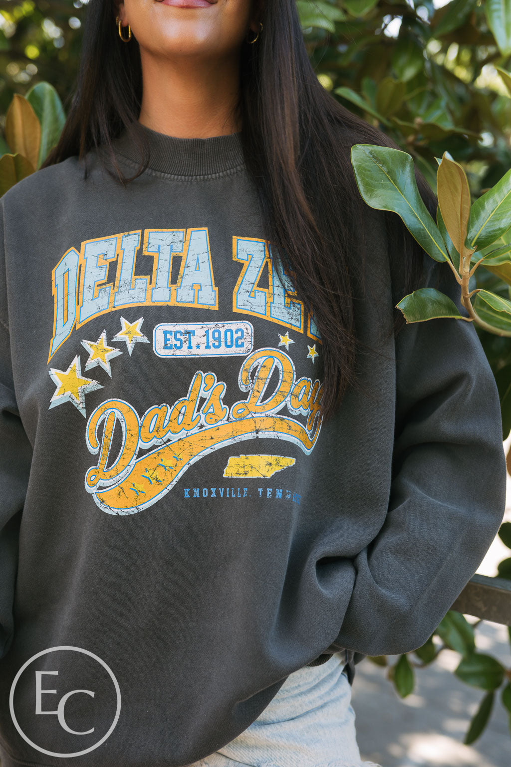 Delta Zeta Retro Dad's Day Smoke Mockneck