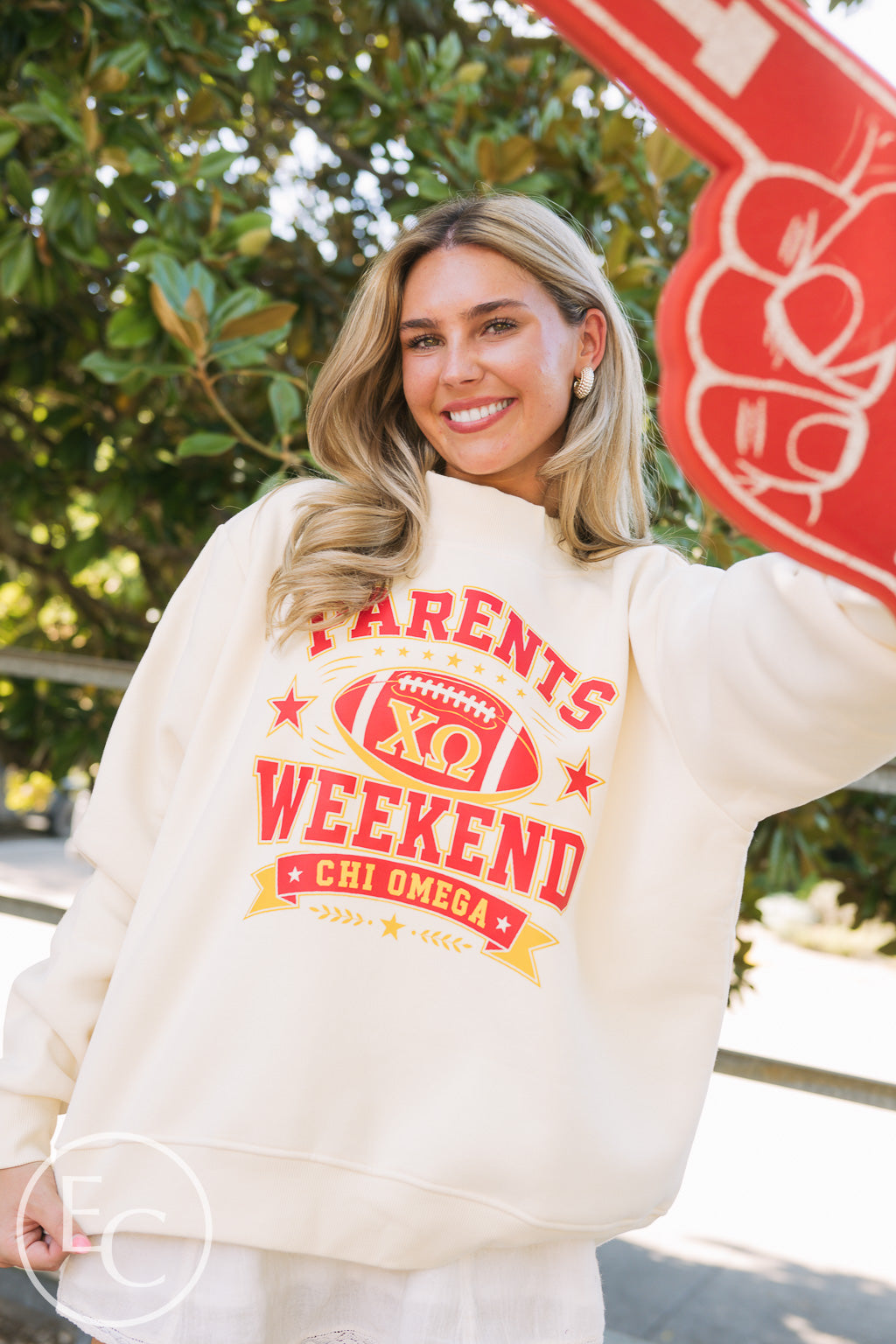 Chi Omega Football Parents Weekend Mockneck