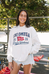 Chi Omega Dad's Weekend Light Gray Reversible Mockneck