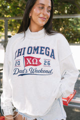Chi Omega Dad's Weekend Light Gray Reversible Mockneck