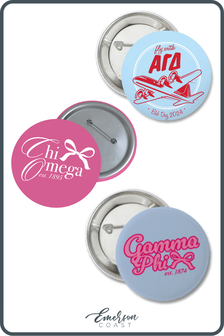 Sorority Pin Back Buttons - Emerson Coast