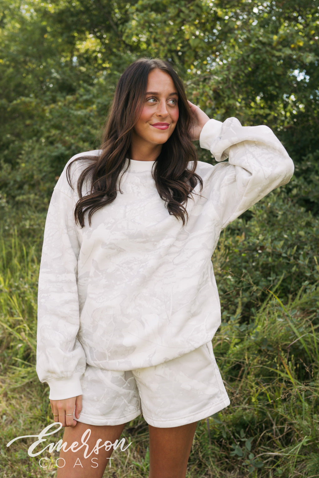 Emerson Coast White Camo Crewneck & Shorts Set