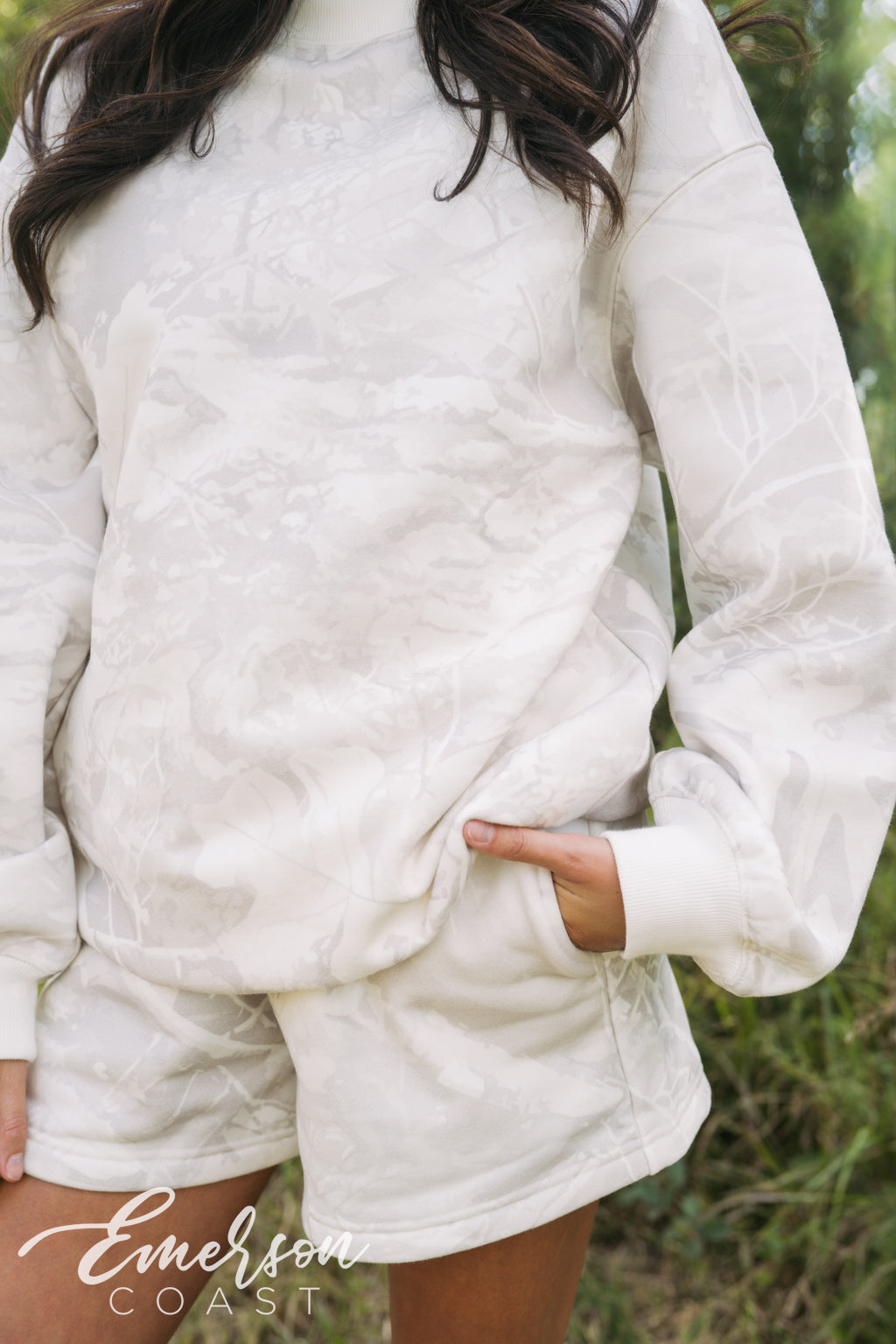 Emerson Coast White Camo Crewneck & Shorts Set