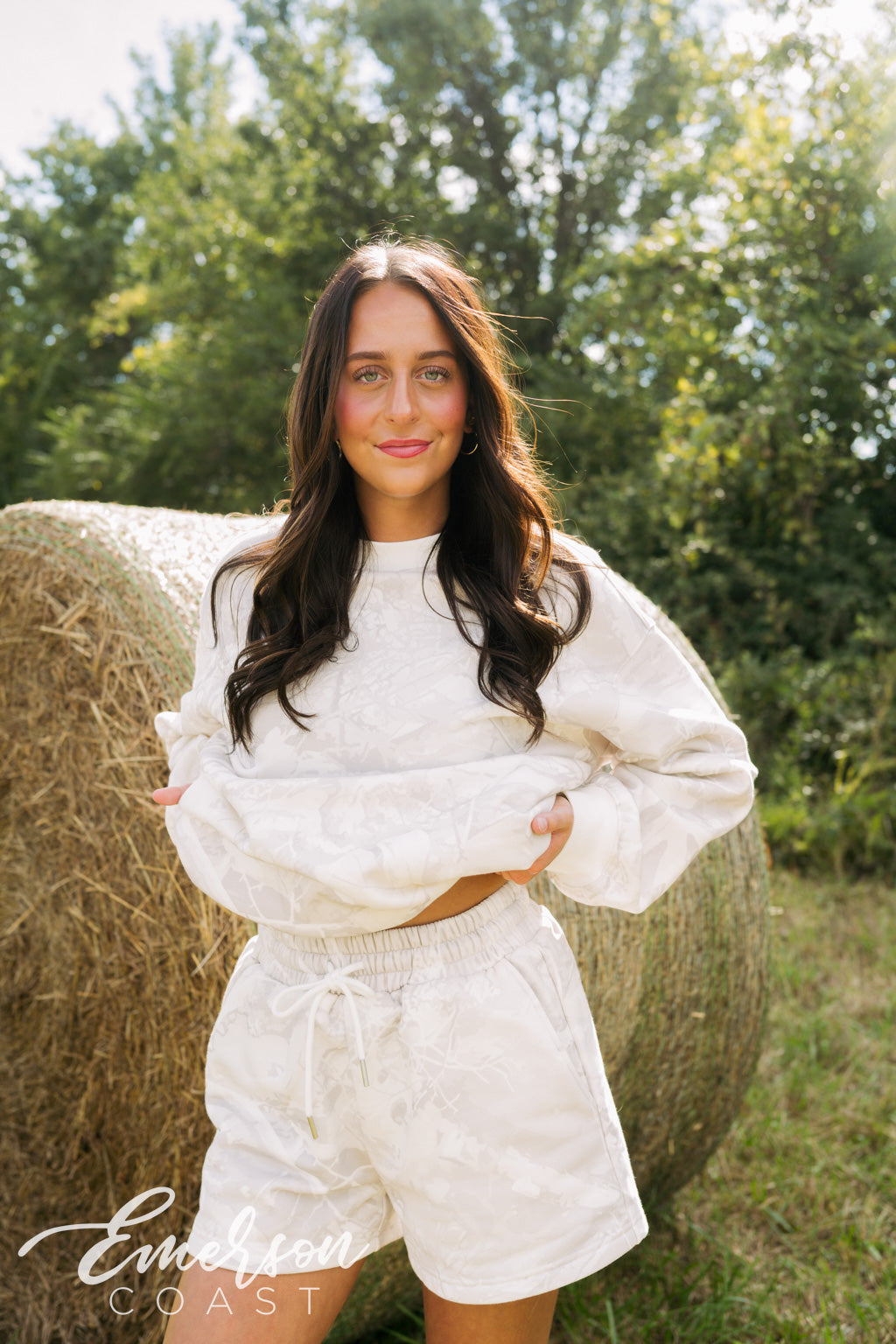 Emerson Coast White Camo Crewneck & Shorts Set