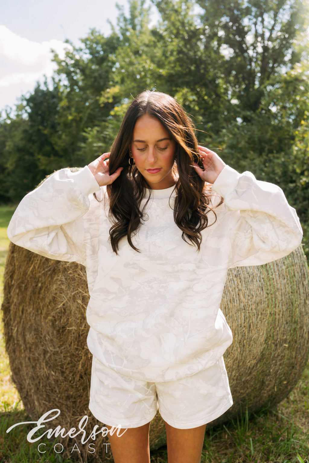 Emerson Coast White Camo Crewneck & Shorts Set