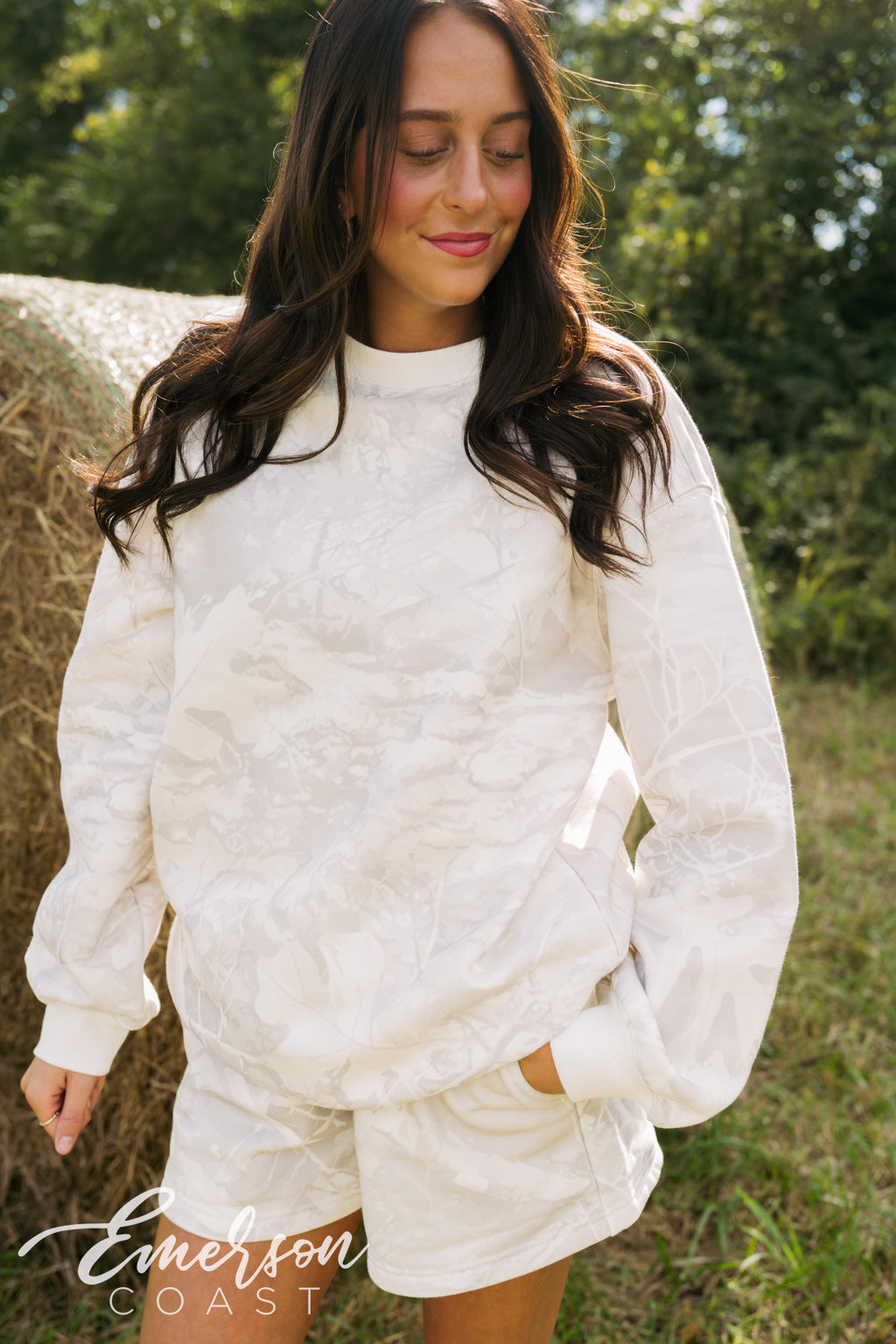 Emerson Coast White Camo Crewneck & Shorts Set