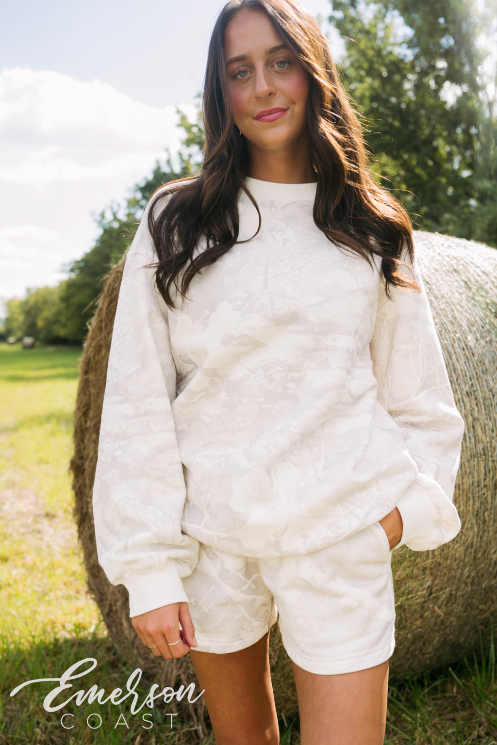 Emerson Coast White Camo Crewneck & Shorts Set