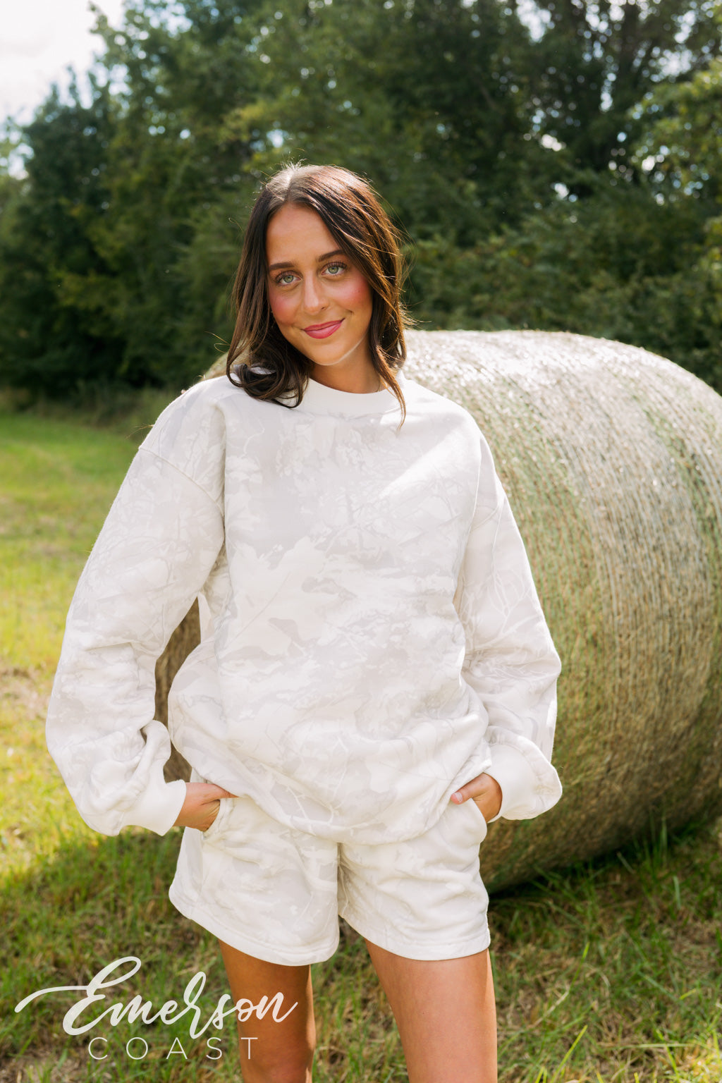 Emerson Coast White Camo Crewneck & Shorts Set