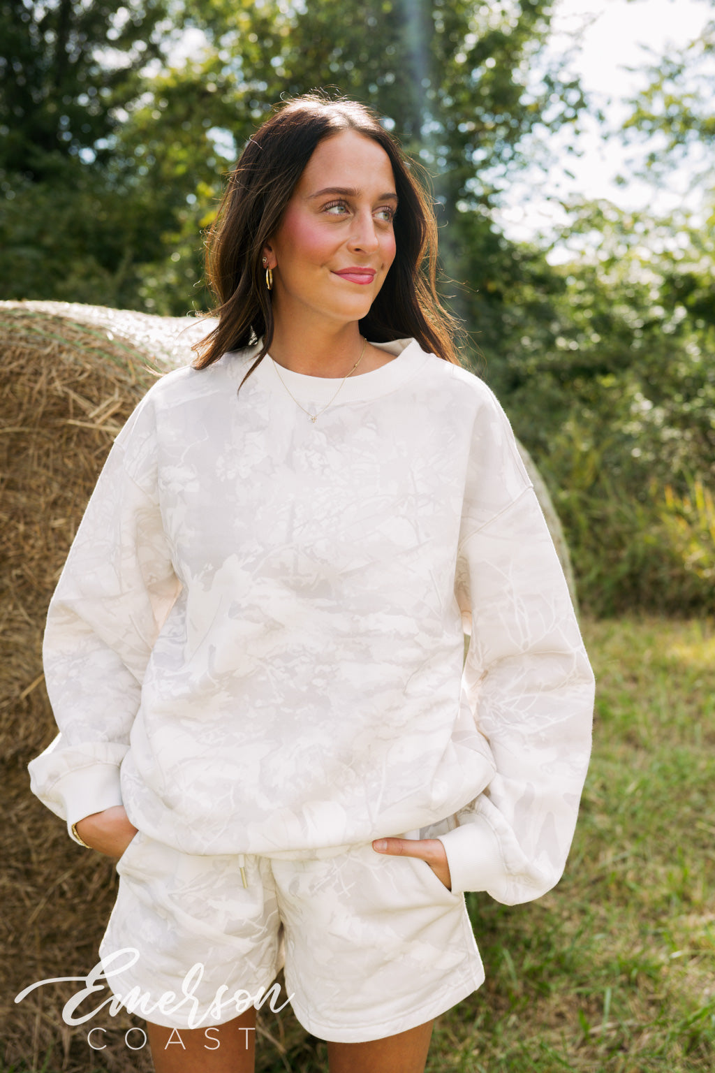 Emerson Coast White Camo Crewneck & Shorts Set