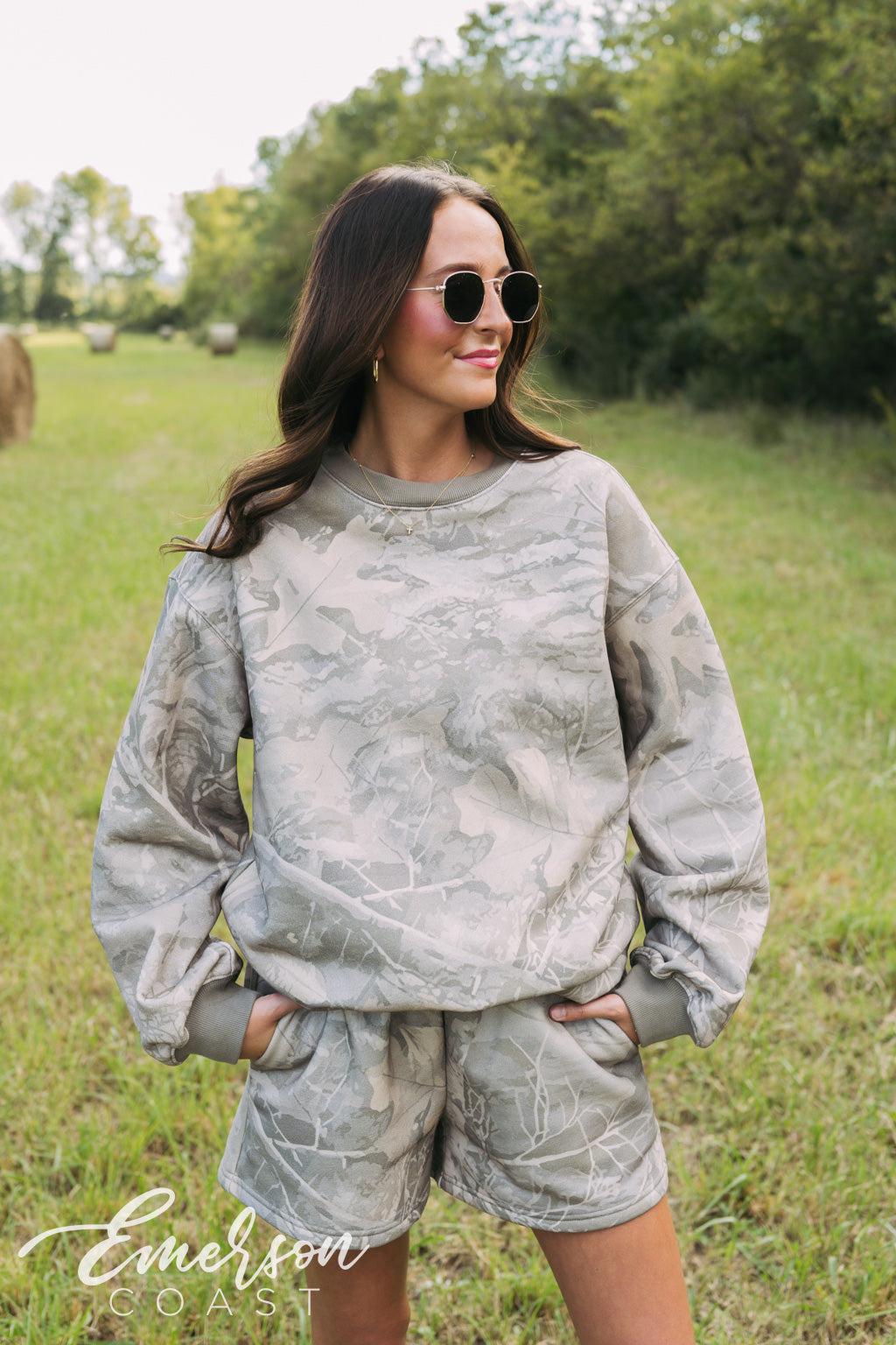 Emerson Coast Muted Camo Crewneck & Shorts Set