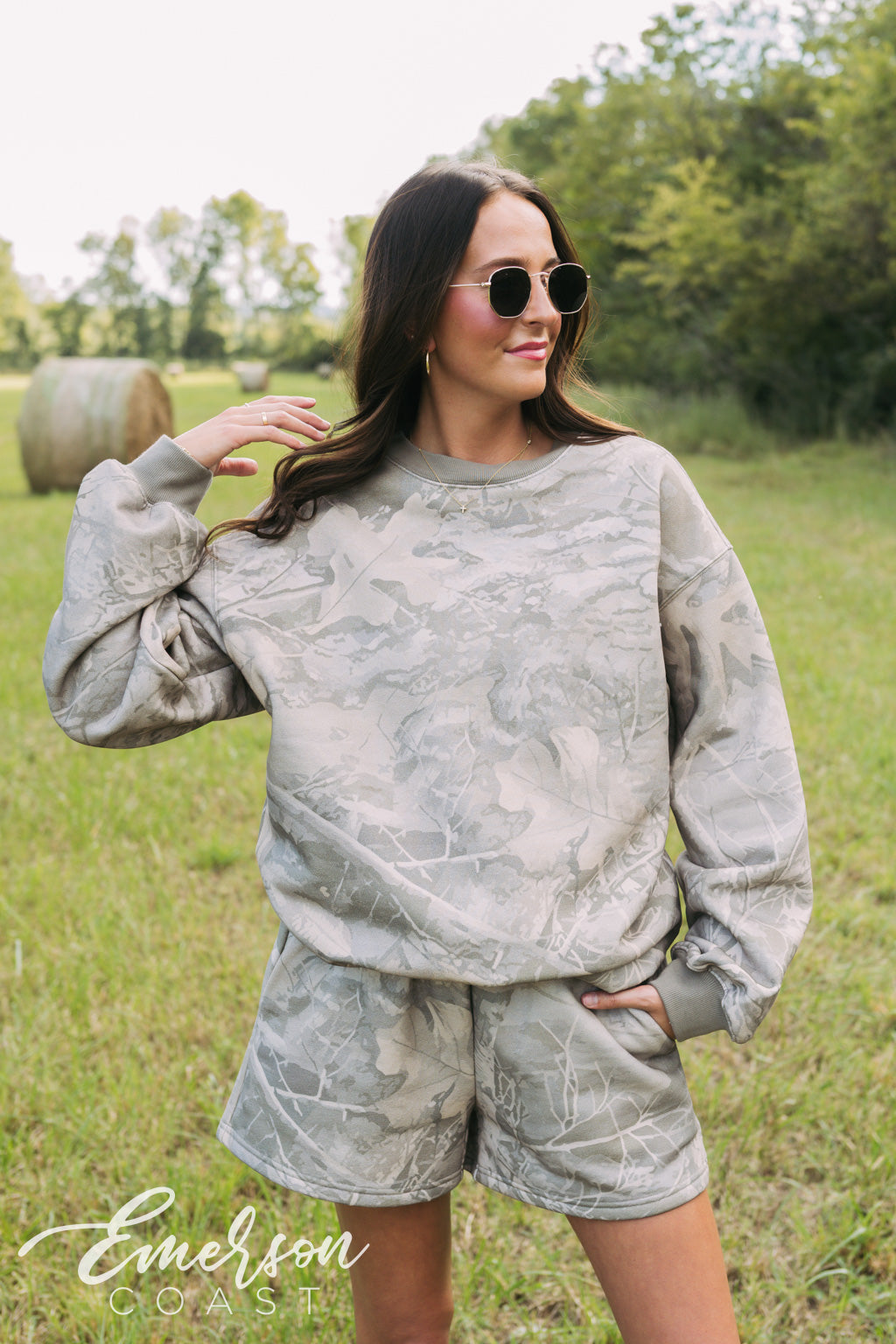 Emerson Coast Muted Camo Crewneck & Shorts Set