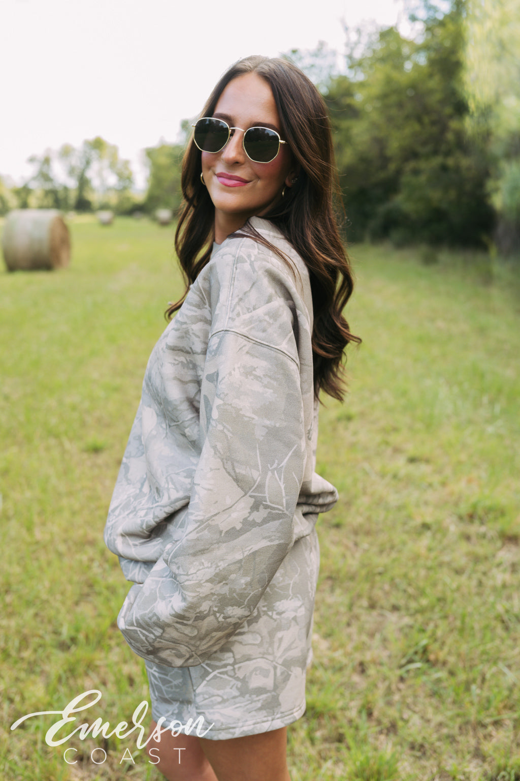 Emerson Coast Muted Camo Crewneck & Shorts Set