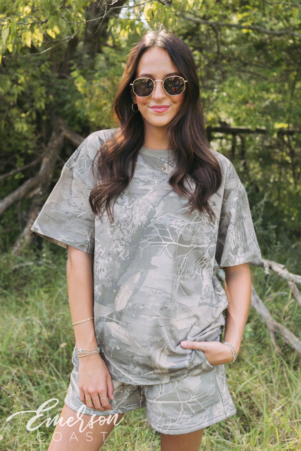 Emerson Coast Muted Camo Tshirt & Shorts Set
