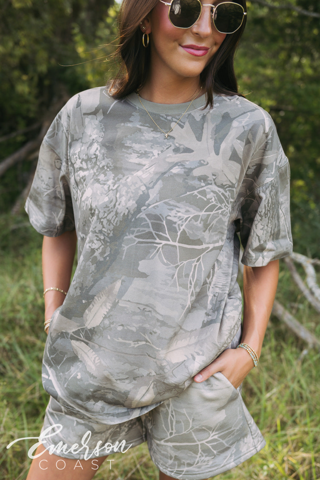 Emerson Coast Muted Camo Tshirt & Shorts Set