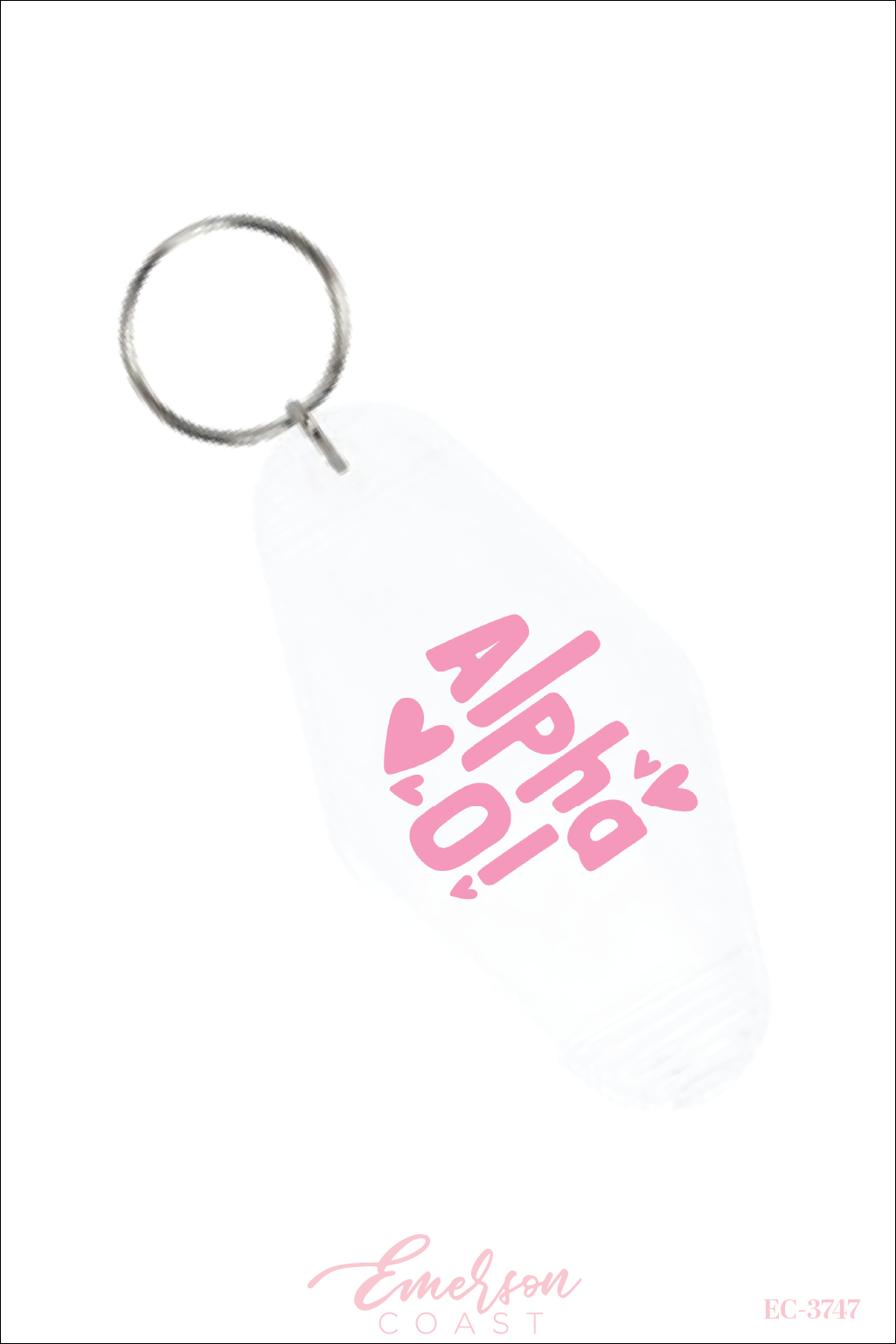 Alpha Omicron Pi Pink Hearts Keychain