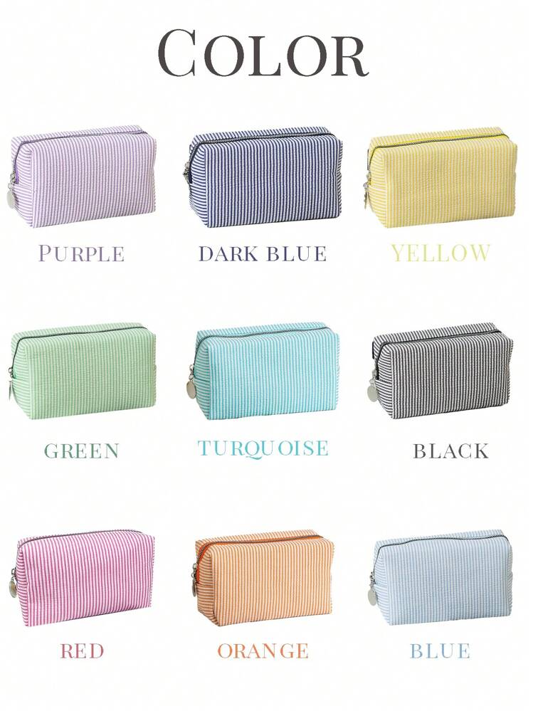 Sorority Embroidered Seersucker Makeup Bag
