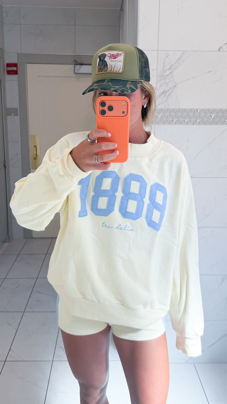 Tri Delta Vintage Varsity Mockneck