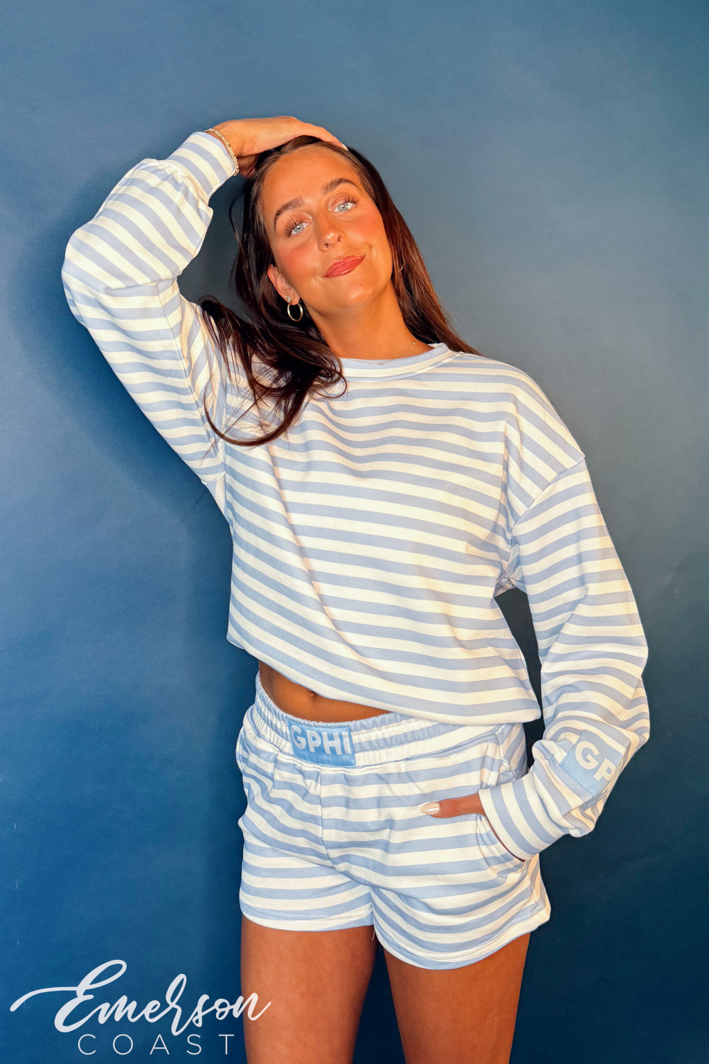 Gamma Phi Beta Light Blue Striped Patch Set