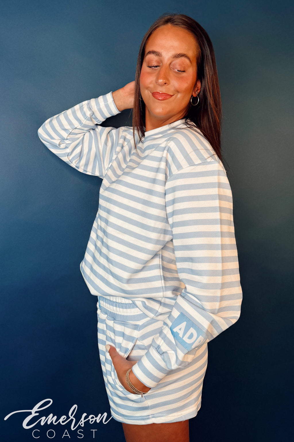 Alpha Delta Pi Light Blue Striped Patch Set