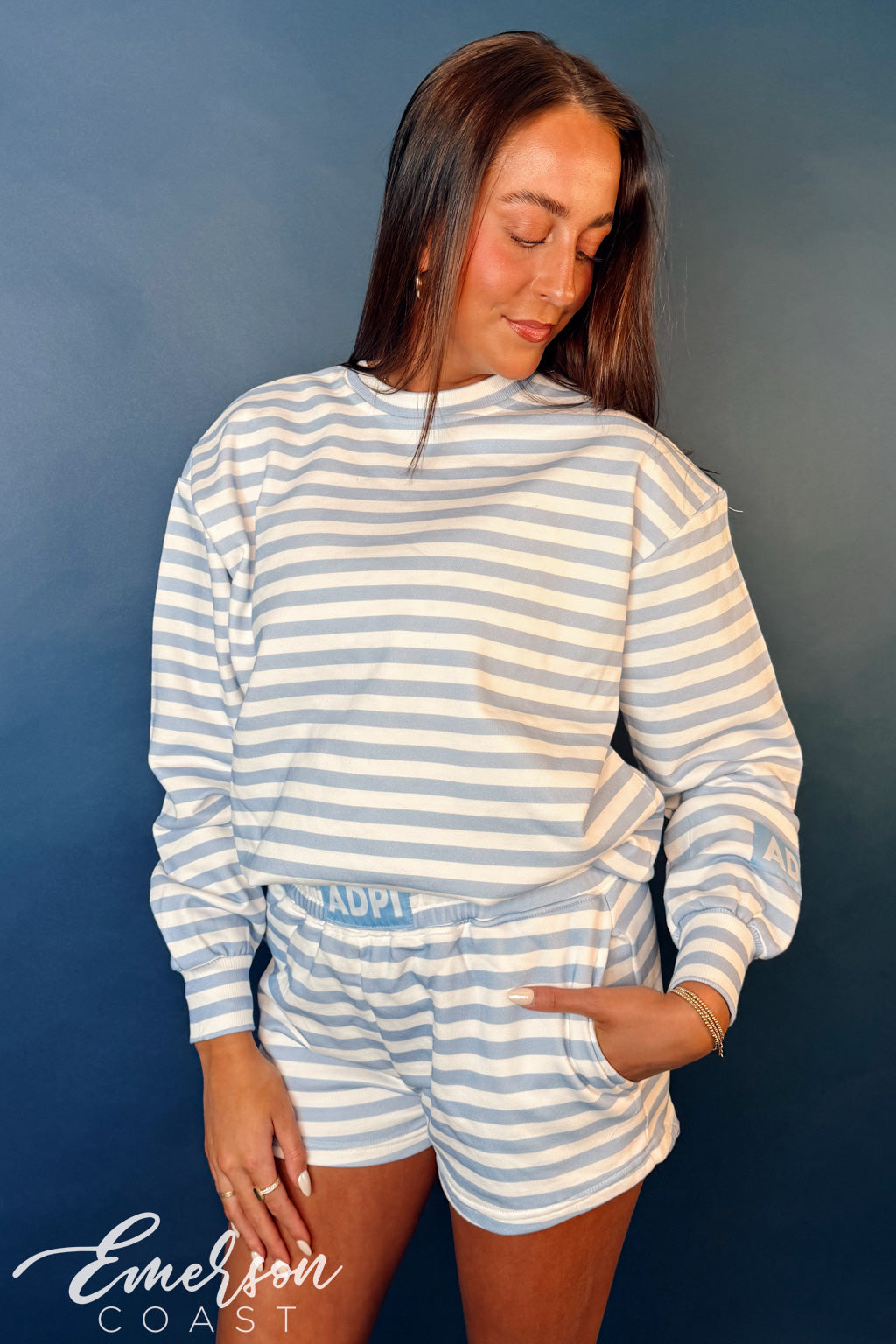 Alpha Delta Pi Light Blue Striped Patch Set