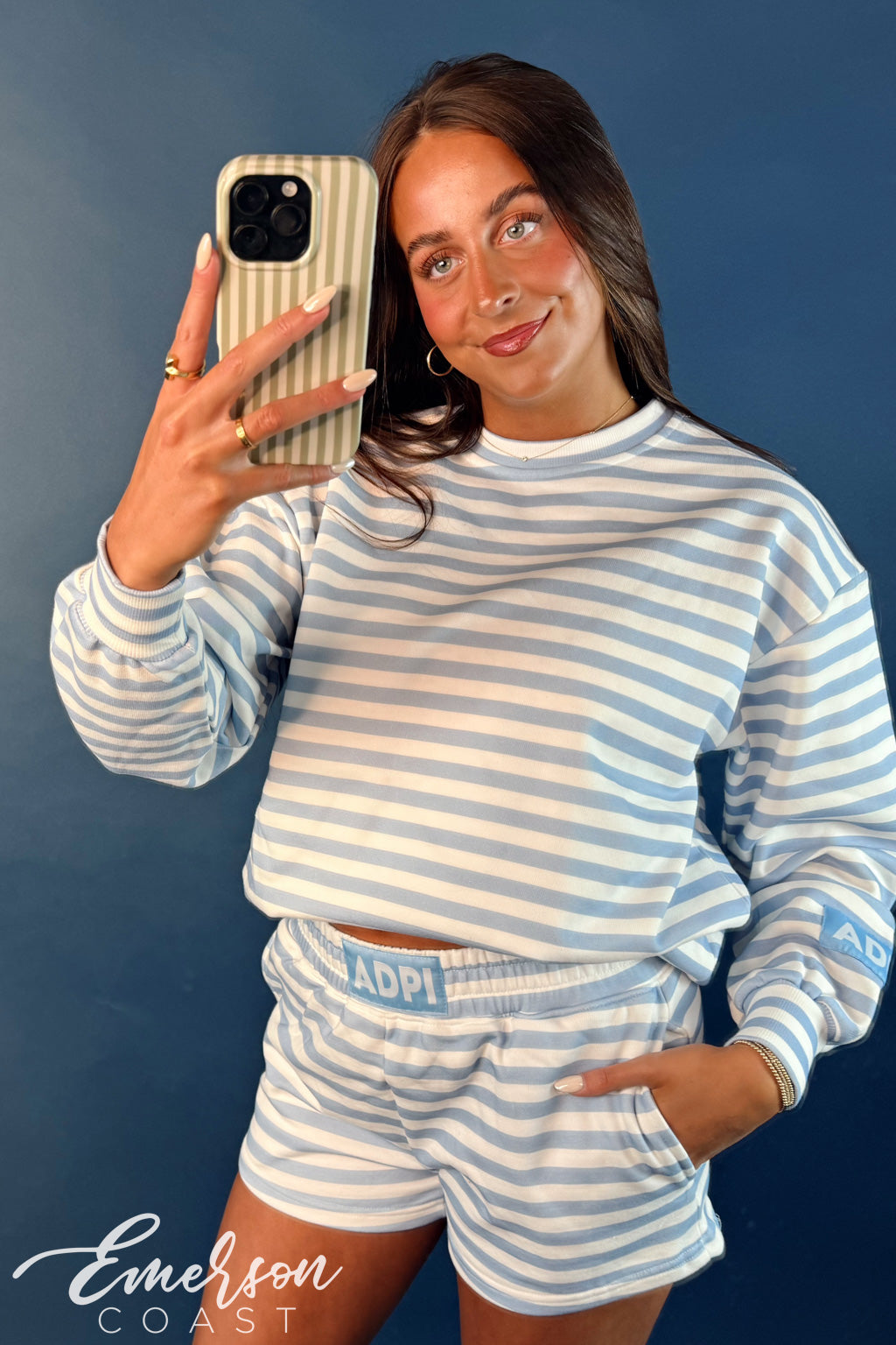 Alpha Delta Pi Light Blue Striped Patch Set