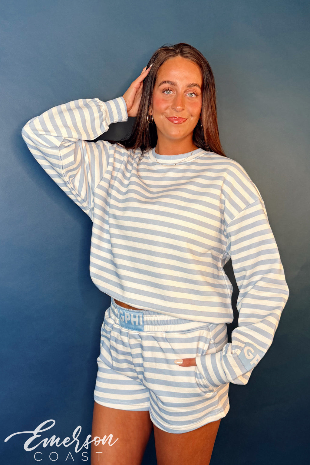 Gamma Phi Beta Light Blue Striped Patch Set