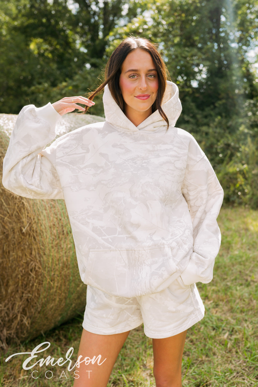 Emerson Coast White Camo Hoodie & Shorts Set