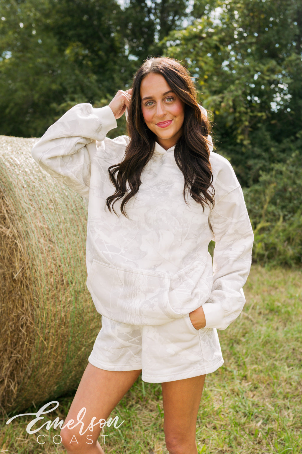 Emerson Coast White Camo Hoodie & Shorts Set