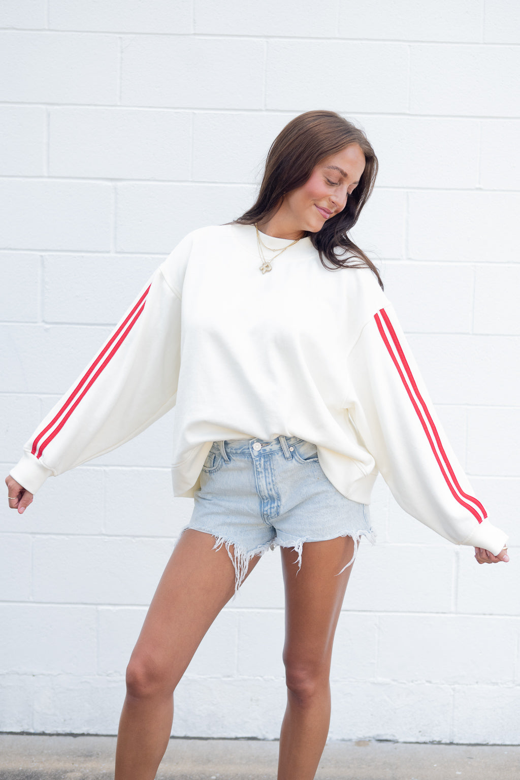 The Striped Mock Neck Crewneck