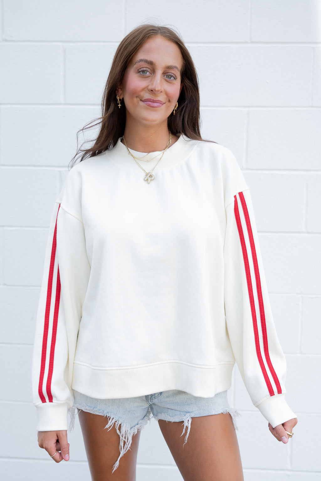 The Striped Mock Neck Crewneck