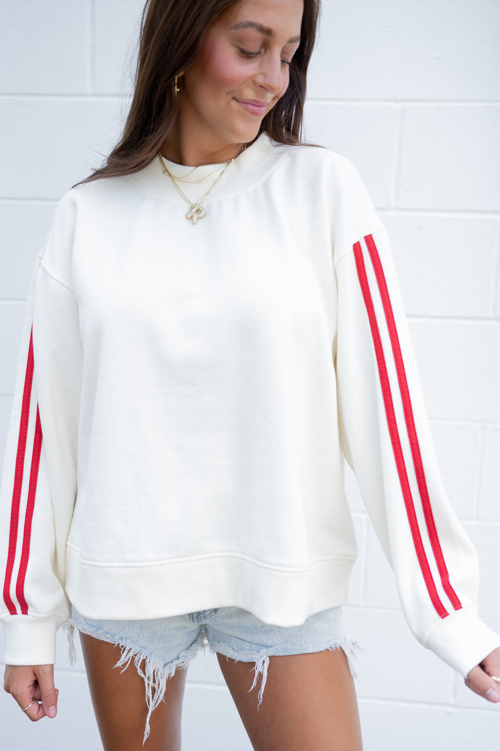 The Striped Mock Neck Crewneck