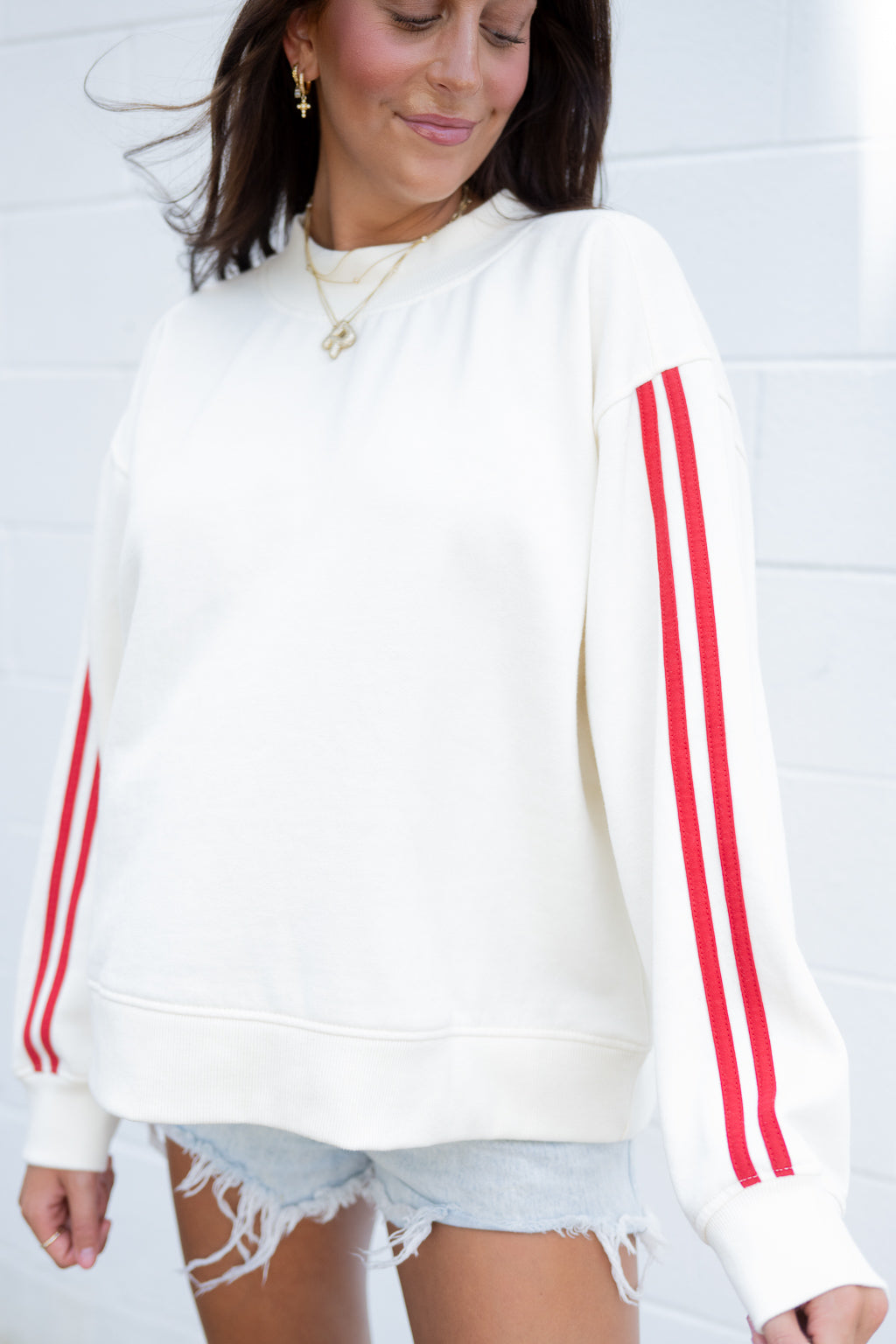 The Striped Mock Neck Crewneck