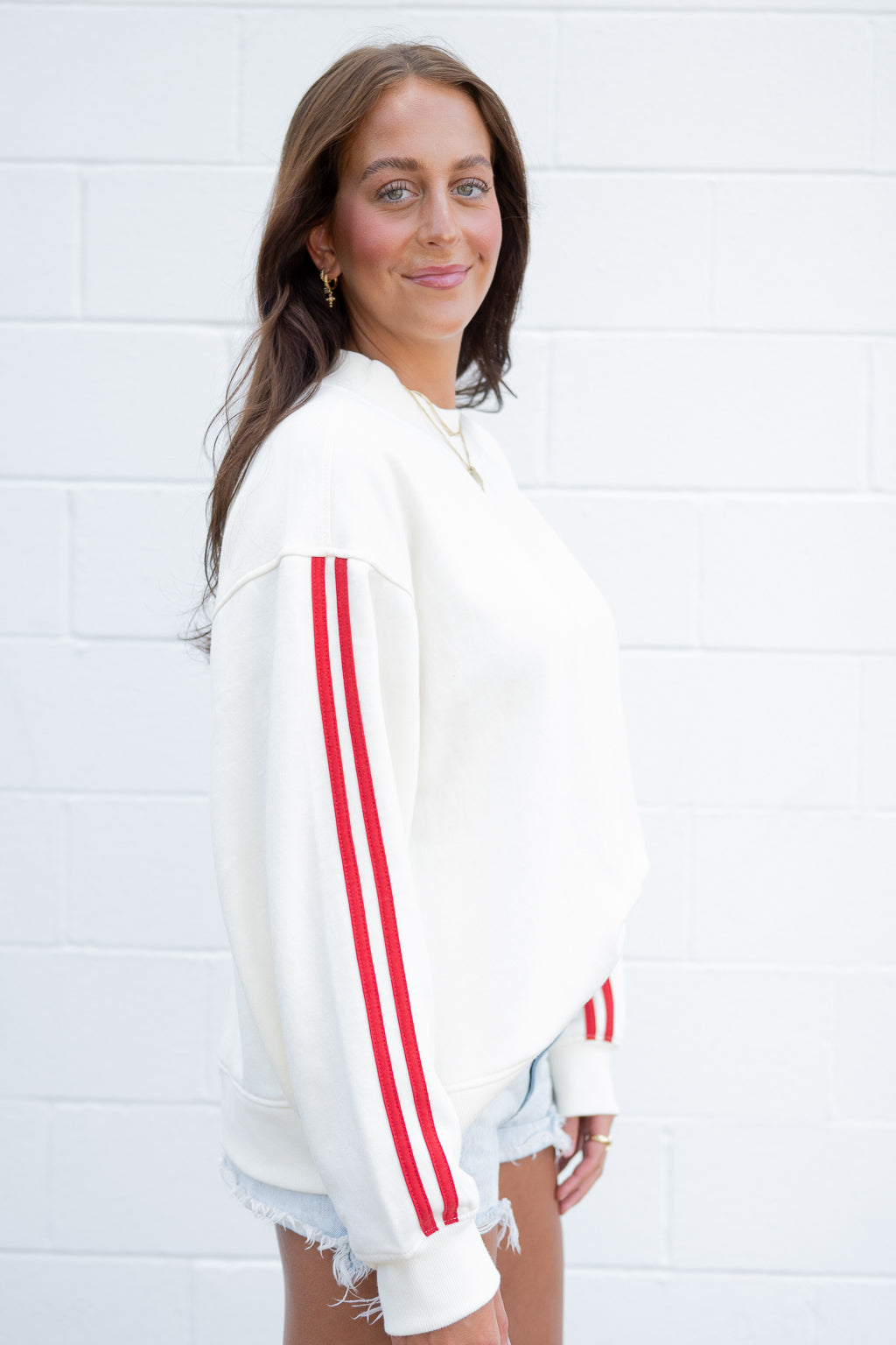 The Striped Mock Neck Crewneck