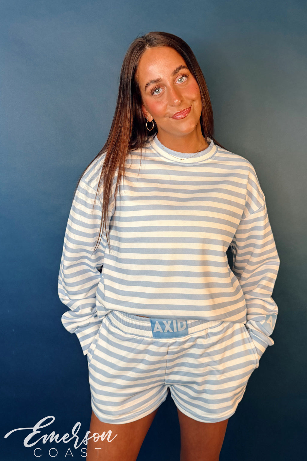 Alpha Xi Delta Light Blue Striped Patch Set