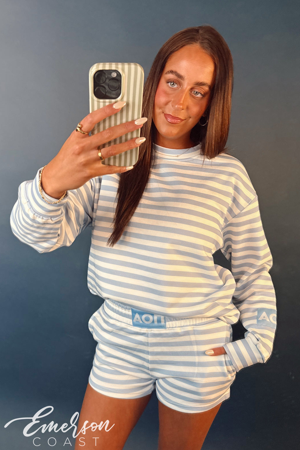 Alpha Omicron Pi Light Blue Striped Patch Set