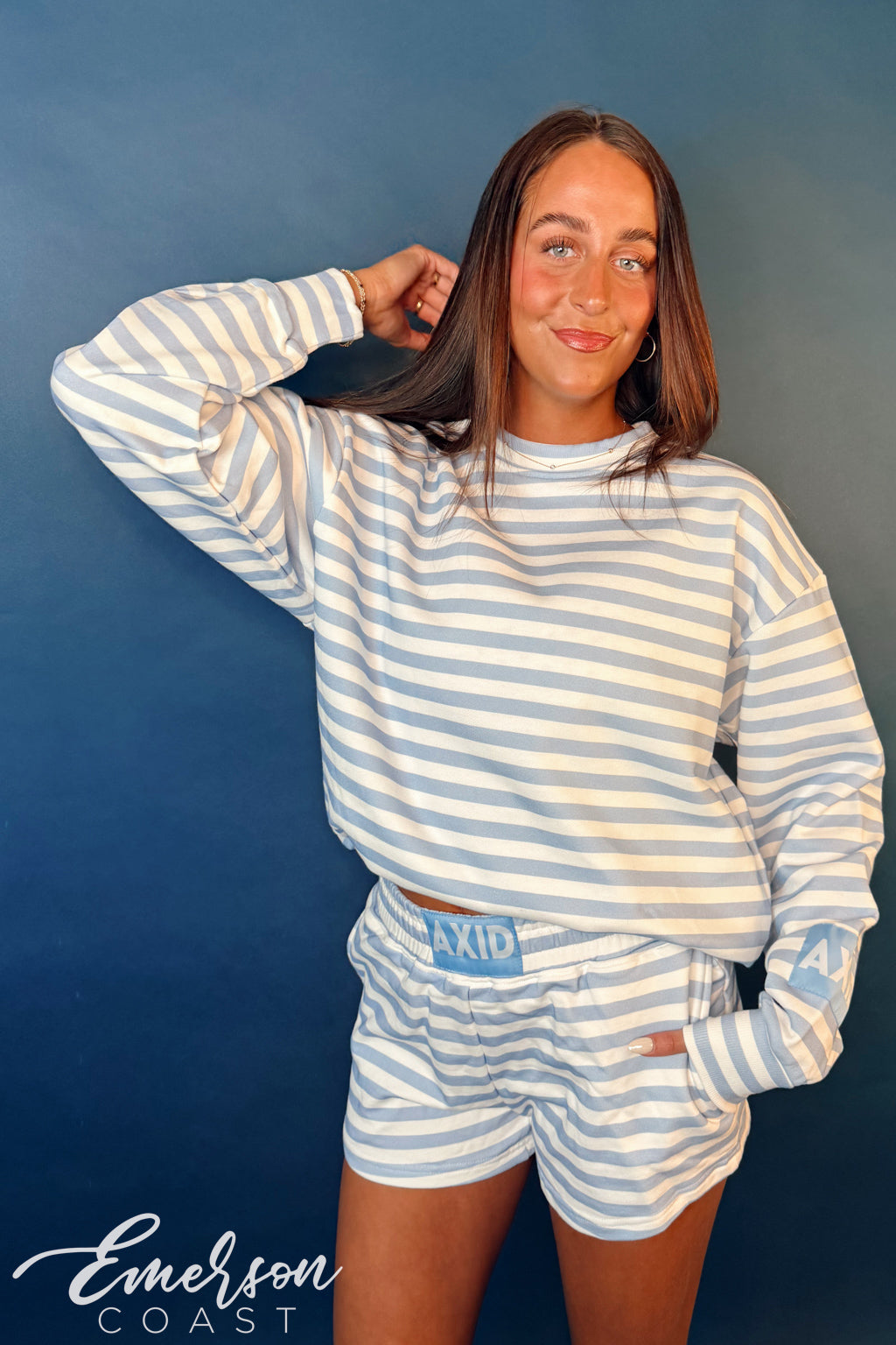 Alpha Xi Delta Light Blue Striped Patch Set