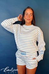 Kappa Kappa Gamma Light Blue Striped Crewneck