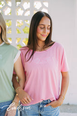 Theta Embroidered Slouchy Tee