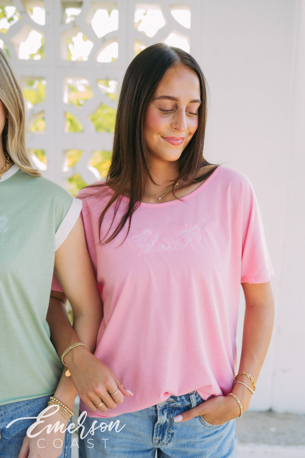 Theta Embroidered Slouchy Tee