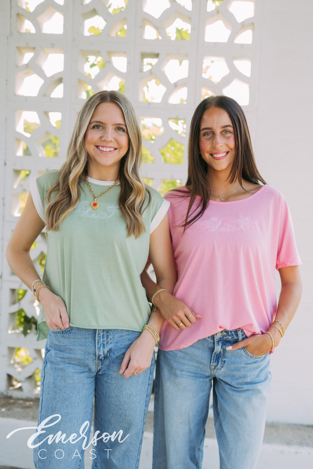 Theta Embroidered Slouchy Tee