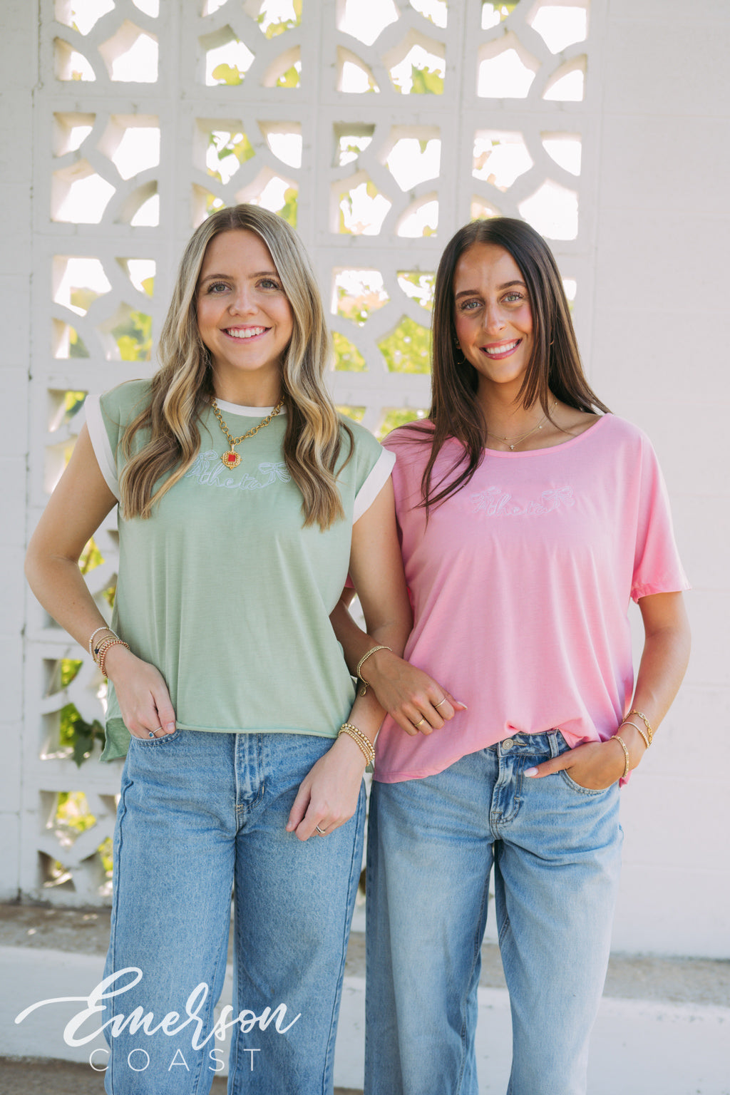 Theta Sage Embroidered Rolled Cuff Tee