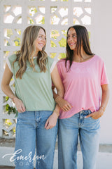 Theta Embroidered Slouchy Tee