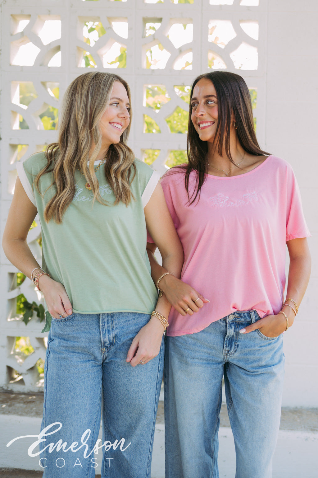 Theta Embroidered Slouchy Tee