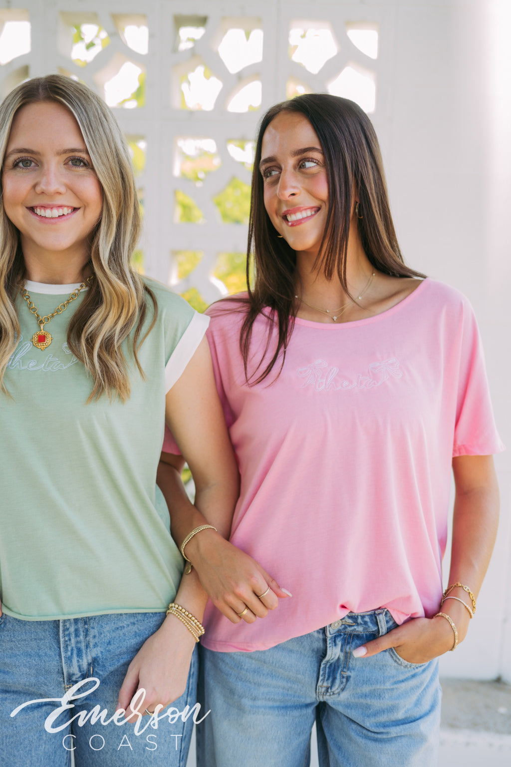 Theta Embroidered Slouchy Tee