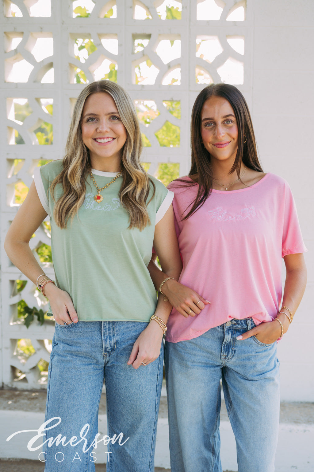 Theta Sage Embroidered Rolled Cuff Tee
