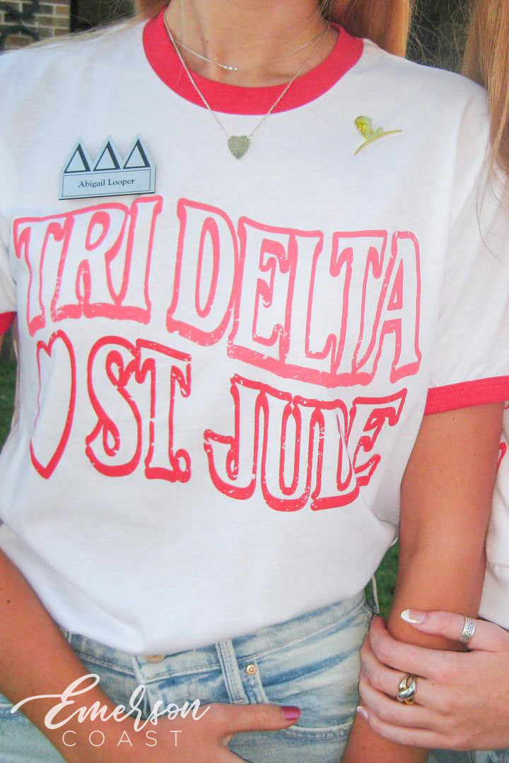 Tri Delta Loves St. Jude Colorblock Ringer Tee