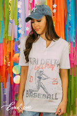 Tri Delta Baseball Short Sleeve Henley
