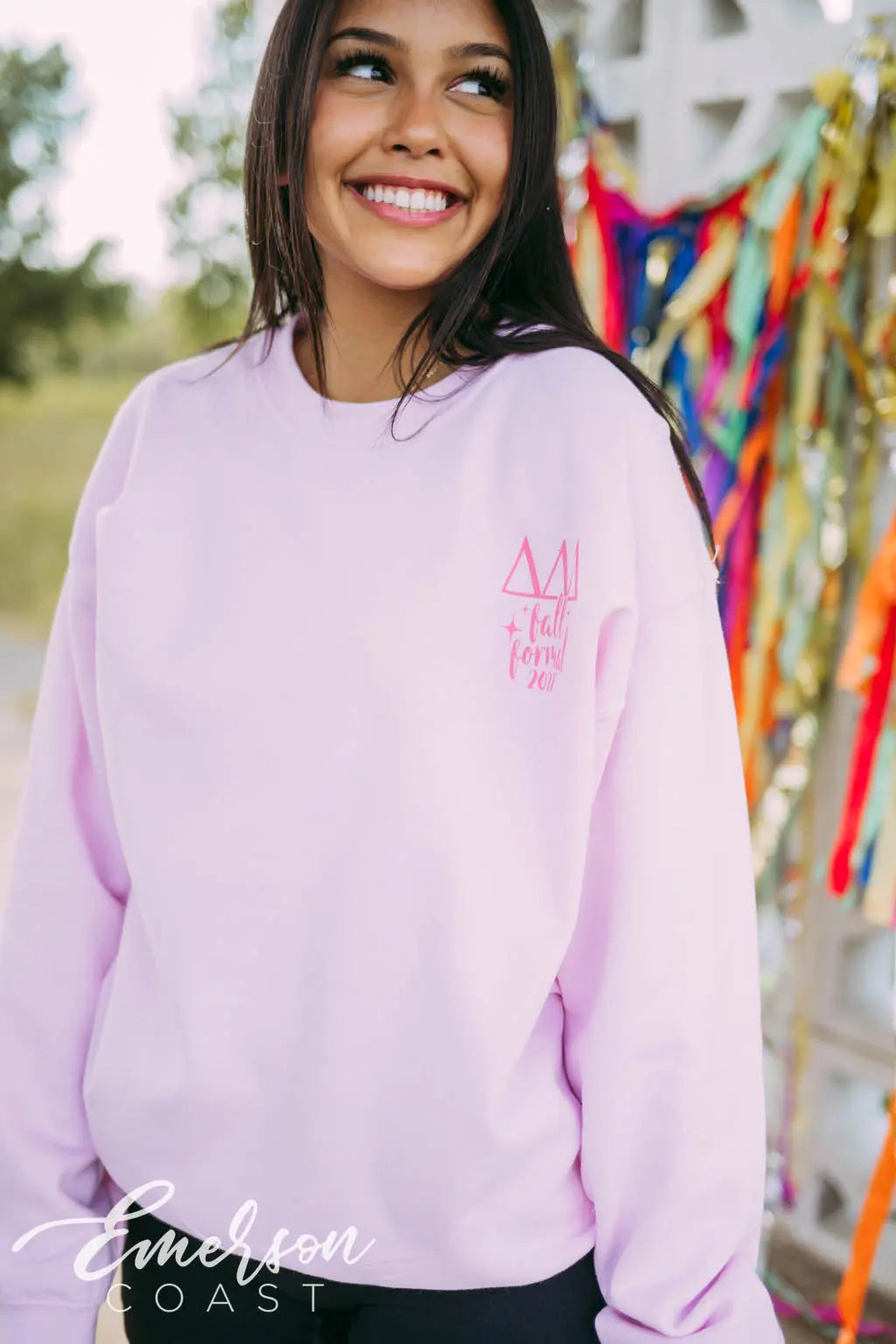 Tri Delta Pink Disco Crewneck